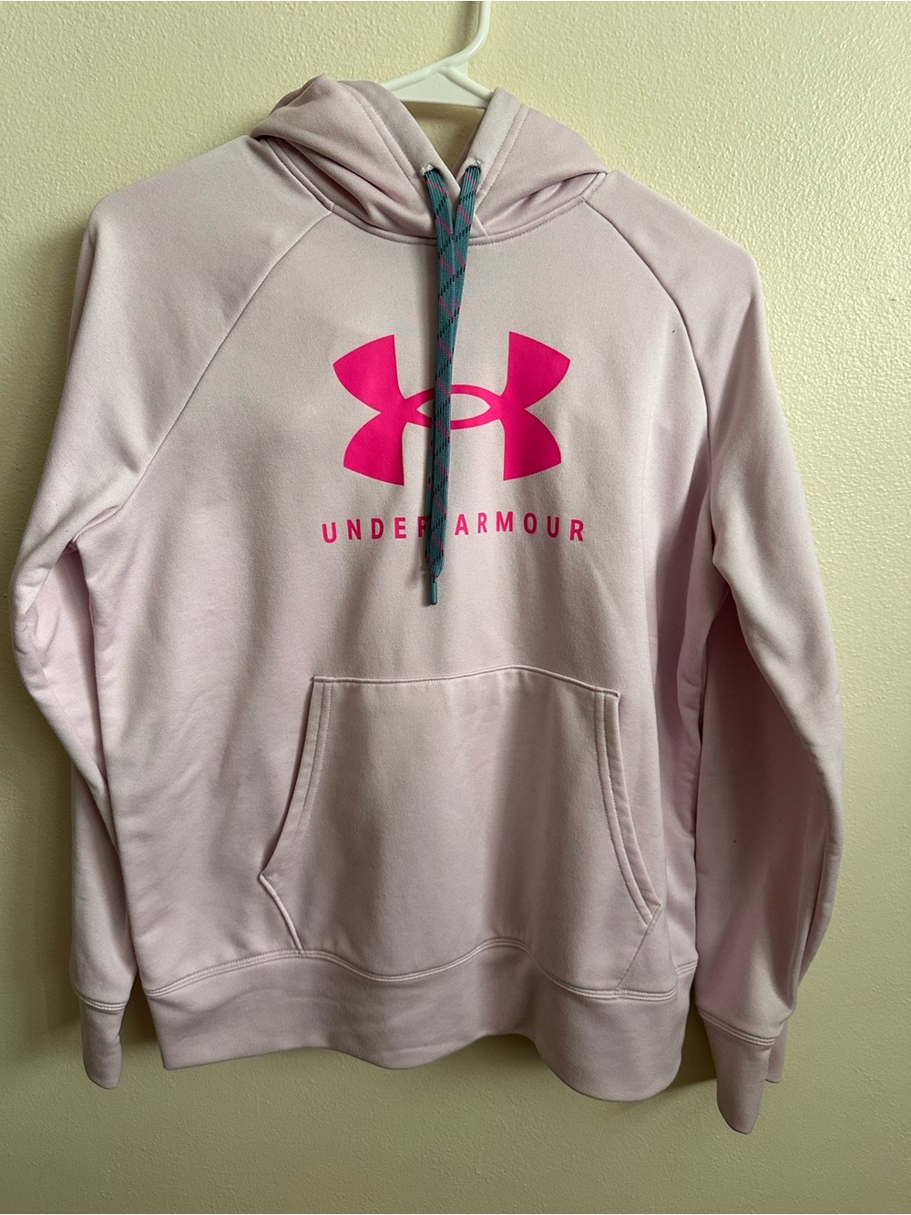 Under Armour Light Pink Hoodie with Hot Pink Logo